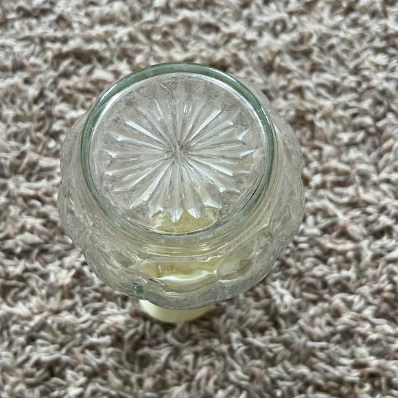 Vintage Clear Textured Glass Juice Syrup Pitcher Cream Plastic Pour Spout Lid - Picture 3 of 5